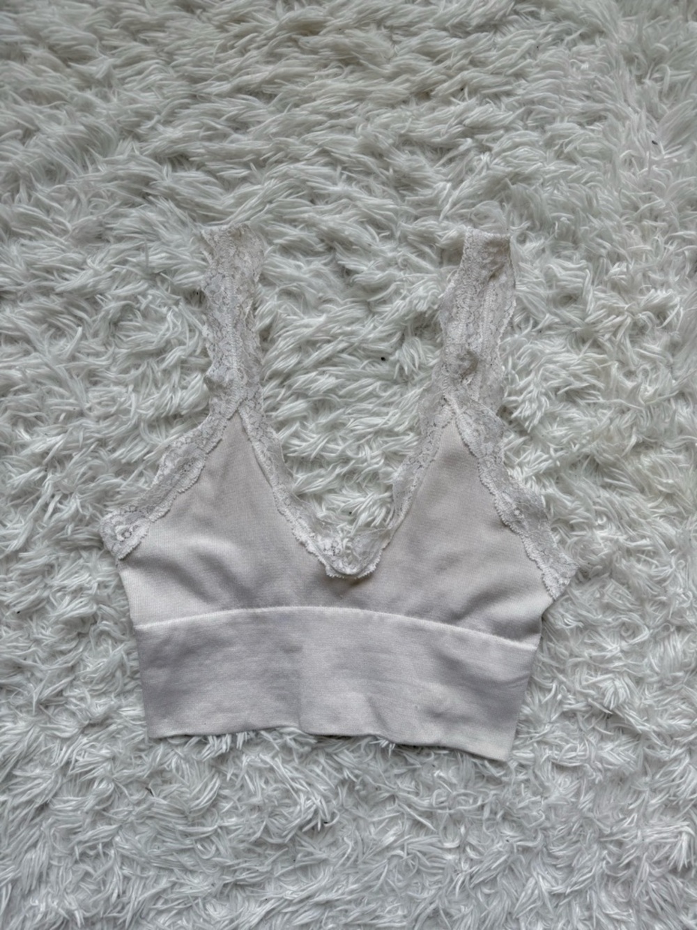 Urban Outfitters Lace-Trim Tank Bralette - Cream